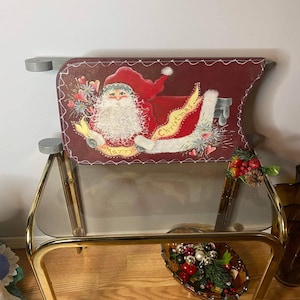 Vintage Wooden Sled, Handpainted, Santa, Merry Christmas, Christmas Decor, Outdoor Holiday Decor, Christmas Sled, Wood Sled,