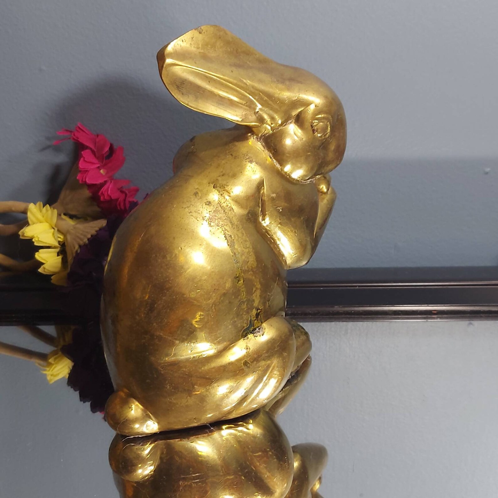 Brass Rabbit Vintage Solid Brass Brass Bunny Patina Etsy