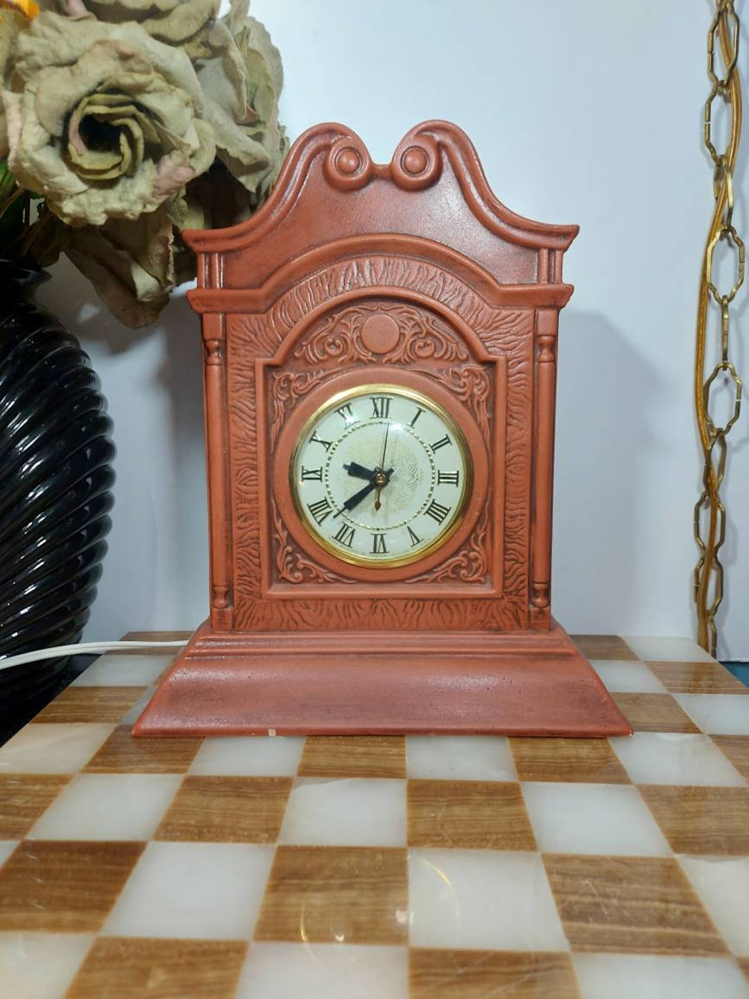 Lanshire, Electric Clock, Mantle Clock, Vintage 60s, MCM Ceramic