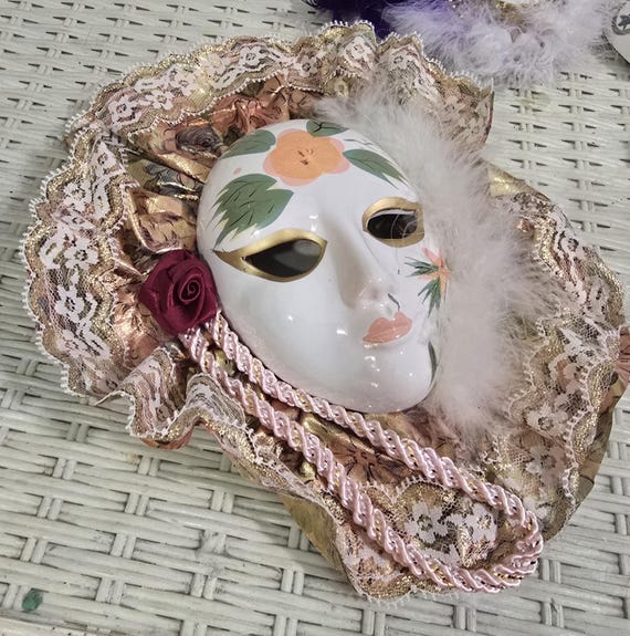 Vintage Hand-Painted Porcelain Clown Mask - Taiwan Wall Decor View 3
