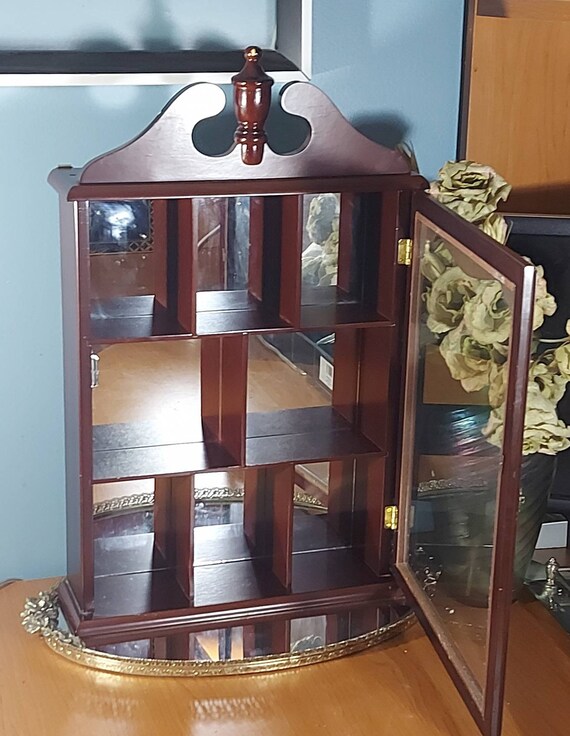 Vintage Cherry Wood Glass Curio Miniatures,… Gem