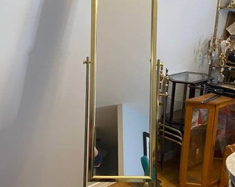 Brass Free Standing Mirror, Vintage, Floor Mirror, Home Decor, Vanity, Bedroom Decor, Self Standing, Hollywood, Regency