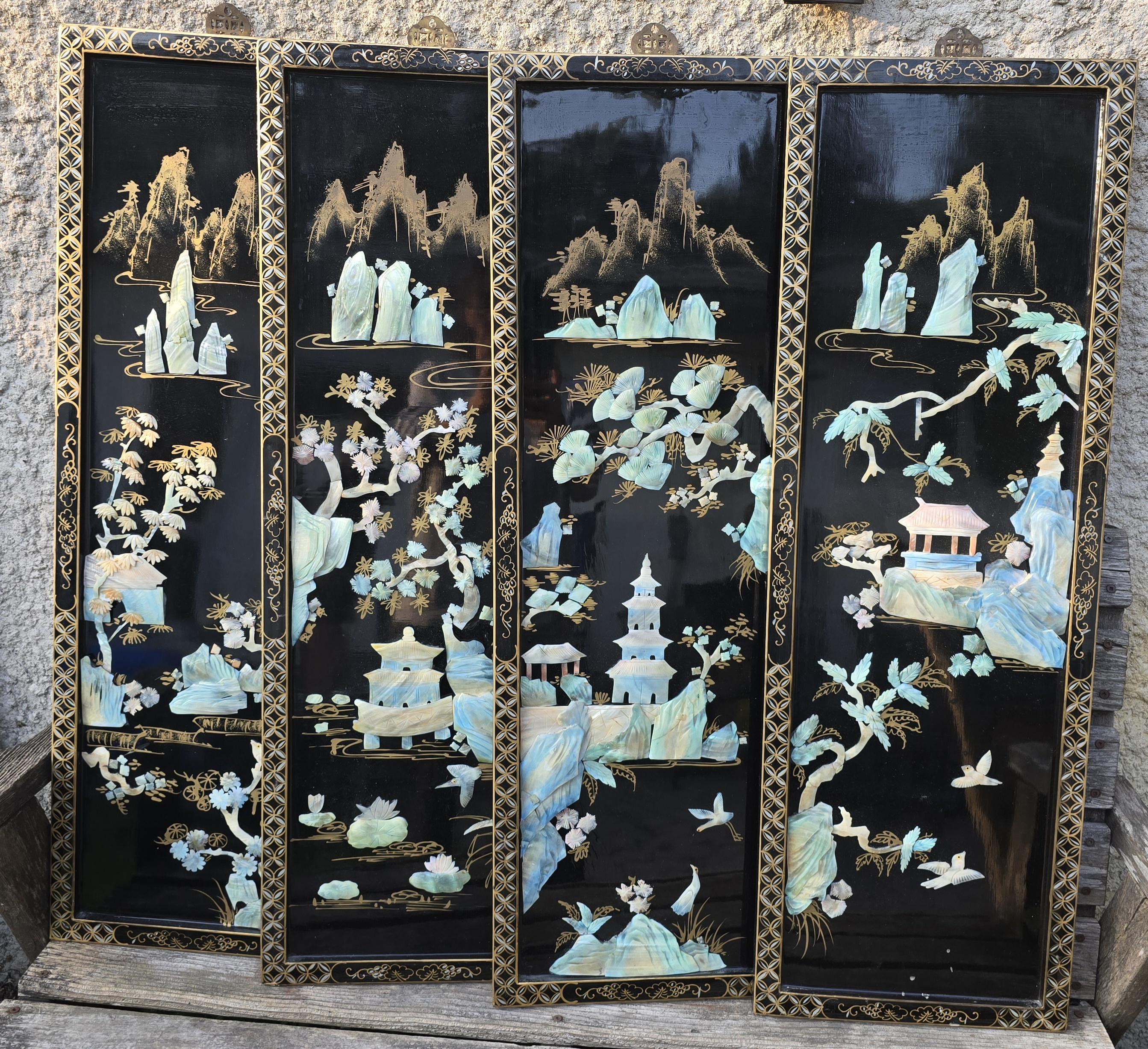フランス サルグミンヌ窯 Atelier 黒釉 蕾型 フラワーベース 1960s Black Lacquered Wall Hangings, (4pcs), Geishas, Flowers, Wall