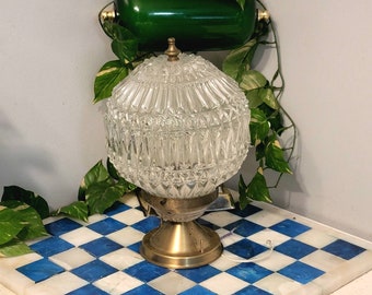SOLDFlush Mount Ceiling Light Fixture, Vintage 80s, Cut/Ornate Glass, Crystal Glass, Hall/Foyer Light,  Glass Globe, Lighting, Home Decor,