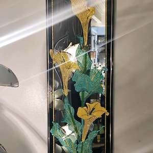 Beautiful Etched Wall Mirror,  Framed Mirror, Vintage 80s, Etched Glass, Mirror, Home Decor Wall Centerpiece, Floral Art,