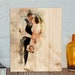 Custom Photo on Wood Slice Art Picture to Watercolor Pallet Photo Gifts Wedding Portrait Photo to Art Anniversary Gift Art From Picture Xmas 