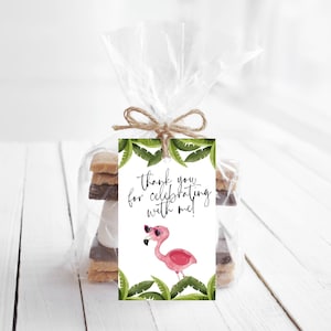 Flamingo Thank You Tag, Flamingo Party Favor, Editable Tag, Digital Download Party Tag, Birthday Thank You Tag, Party Favor Tags, Printable