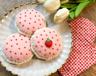 Felt Cookies, Felt Sugar Cookies, Set of Three, Pretend Felt Play Food, Felt Play Food, Play Kitchen Felt Food, Pretend Play, Felt Food