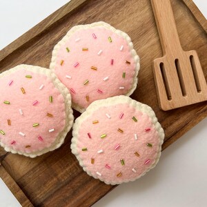 Felt Cookies, Felt Sugar Cookies, Set of Three, Pretend Felt Play Food, Felt Play Food, Play Kitchen Felt Food, Pretend Play, Felt Food