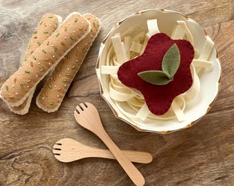 Felt Pasta Set, Felt Noodles, Felt Food Pasta, Pretend Felt Play Food, Felt Play Food, Play Kitchen Felt Food, Pretend Play, Play Kitchen