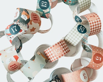 Christmas Advent Calendar Paper Chain: Kids Printable Countdown (Digital Download)