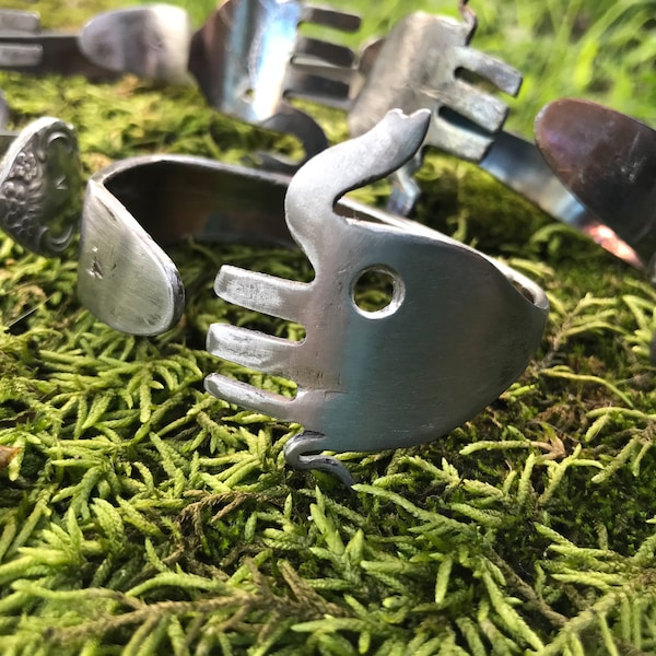 Elephant Vegan Liberation Bracelet | Upcycled Recycled | Fork Art Bracelet | Stainless Steel