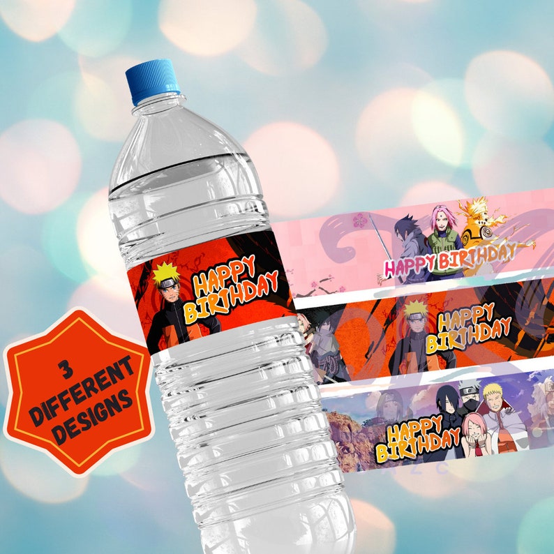 Naruto Water Bottle Labels Naruto Party Tags Naruto Labels Etsy India