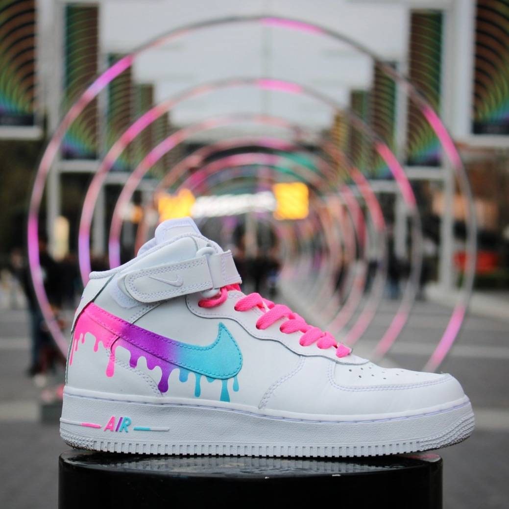 Custom Nike Air Force 1 Pink Ombré LV Drip 💗, MENS 