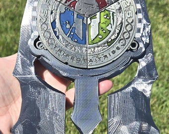 Hammered Spartan Trifecta Medal holder Helmet with Forged appearance 3D printed