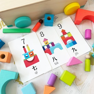 Mandarin Chinese Counting Cards for Lovevery Block Set 1-20:Chinese & English Bilingual l Printable for Toddlers and Kids | Digital Download
