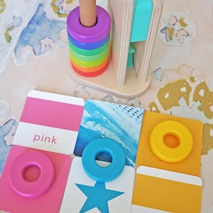 Cartes assorties pour tout-petits, empilables et fentes en bois l Imprimables pour les tout-petits et les enfants | Téléchargement numérique