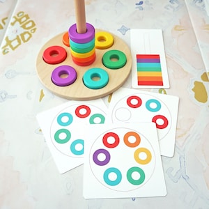 Patroonmatchkaarten voor Lovevery Ring Stacker l Afdrukbaar voor peuters en kinderen | Digitaal downloaden