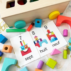 Jeu de cartes à compter les cartes pour les tout-petits en français 1-20 : bilingue français et anglais l Imprimable pour les tout-petits et les enfants | Téléchargement numérique