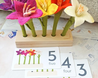 Number and Match Cards for Lovevery Felt Flowers l Printable for Toddlers and Kids | Digital Download