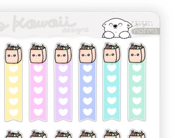 Kawaii Grocery List Washi Stickers - Buy Groceries - To Buy Stickers - Checklist Stickers for Planner Stickers Functional Planner Stickers