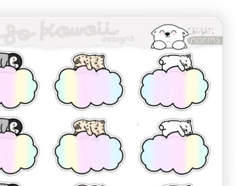 Kawaii Dog Planning Stickers - Kawaii Animal Planner Stickers - Functional Stickers for Planning - Kawaii Cloud Stickers - Cute Stickers