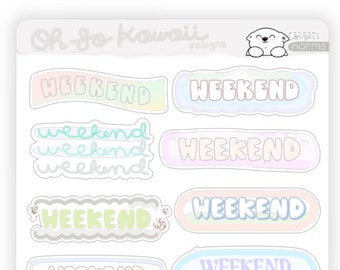 Weekend Planner Stickers - Kawaii Planner Stickers - Weekend Stickers for Journaling