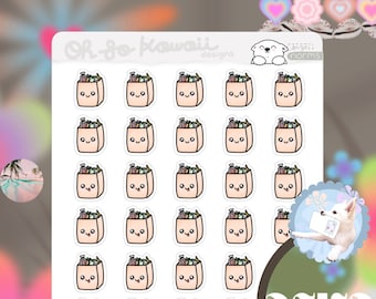 Kawaii Grocery Bag Stickers for Planner - Kawaii Grocery Bag Planner Stickers - Grocery Shopping Stickers Grocery Shopping Planner Stickers