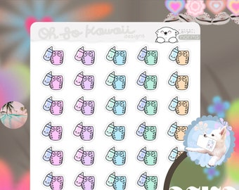 Kawaii Diaper Stickers - Baby Sticker Baby Planner Stickers for Planners and Calendars Baby Bottle Childcare Daycare Babysitter Babysitting