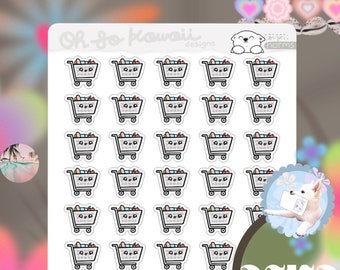 Kawaii Grocery Cart Stickers - Budget Planner Stickers - Budget Stickers for Erin Condren - Grocery Stickers for Planner - Happy Planner
