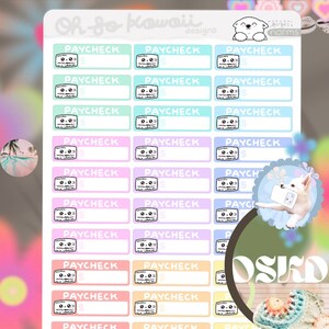 Presupuesto Kawaii por cheque de pago - Pegatinas de sobres de efectivo - Pegatinas de seguimiento de cheques de pago - Seguimiento de ingresos - Pegatinas del planificador de presupuesto financiero
