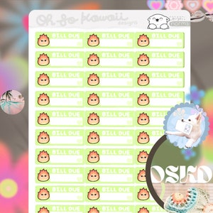Kawaii Bill Due Planer Aufkleber Blätter - Pay Bill Planner - Pay Gas Bill Due - Gas Bill Fälligkeit - Planer Haushalt Aufkleber