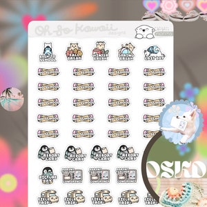 Pegatinas del planificador escolar Kawaii - Pegatinas escolares - Viaje de estudios Evento de regreso a la escuela - Eventos escolares - Días festivos del día de la imagen Sin planificador escolar