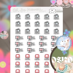 Kawaii Youtube Blogger Planner Stickers - Youtube Stickers - Youtube Planner Stickers - Blogger Stickers Film Edit Upload and Edit Stickers