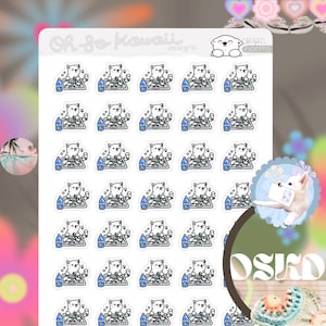 Kawaii Wash Dishes Icon Sticker - Wash Dishes Planner Stickers - Household Chores Planner Stickers - Cleaning Planner Clean Chores Stickers