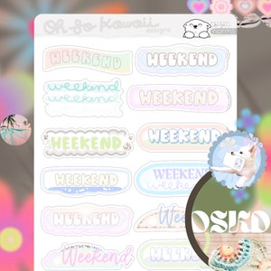 Stickers agenda week-end - Stickers agenda kawaii - Stickers week-end pour journal