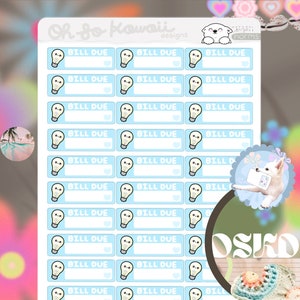Kawaii Bill Due Planer Aufkleber - Zahlen Sie Rechnungsplaner - Zahlen Sie Strom Rechnung fällig - Strom Rechnung Planer - Haushaltstracker - Essential Bill