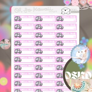 Kawaii Pay Auto Versicherung Planner Sticker - Auto Versicherung Sticker - Auto Versicherung Aufkleber - Versicherung fällig Sticker - Auto Zahlung Tracker E.C.