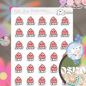 Naklejki Kawaii Blood Drop - Naklejki Blood Drop Planner - Naklejki do śledzenia okresu - Naklejki okresowe Naklejki do planowania okresu Planner śledzenia okresu