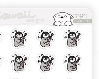 Kawaii Guitar Practice Stickers - Practice Guitar Planner Stickers - Practice Reminder - Lesson Reminder - Guitar Stickers for Planner Hobo