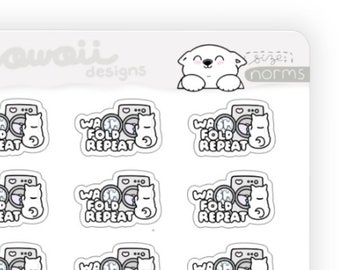 Kawaii Wash Clothes Icon Sticker - Do Laundry Planner Stickers - Household Chores Planner Stickers - Cleaning Planner Clean Chores Stickers