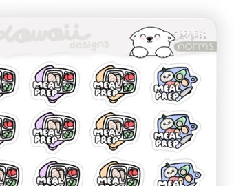 Kawaii Food Stickers - Meal Prep Stickers - Meal Prep Planner Stickers - Healthy Eating Planner - Meal Planning Stickers Meal Plan Stickers