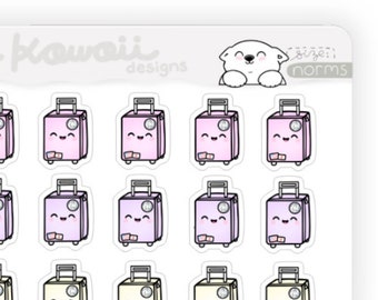 Kawaii Suitcase Planner Stickers - Suitcase Stickers for Planner - Travel Planner Stickers - Travel Stickers Luggage - Vacation Stickers