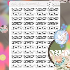 Kawaii Zahltag Planer Aufkleber - Budget Aufkleber für Planer - Geld Aufkleber - Zahltag Aufkleber - Etikette - Aufkleber