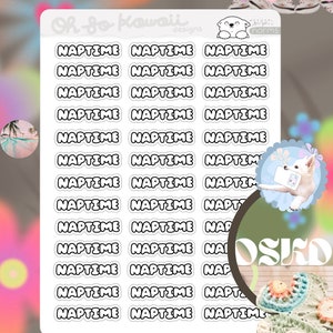 Adesivos de planejador de hora de soneca Kawaii - Adesivos de hora de soneca para planejador - Adesivos de planejador fofos - Adesivos de rastreador - Folha de adesivos - Adesivos de programação