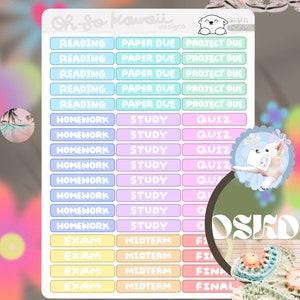Kawaii College stickers voor school leraar student planner-huiswerk tracker-quiz planner sticker-header planner stickers Washi
