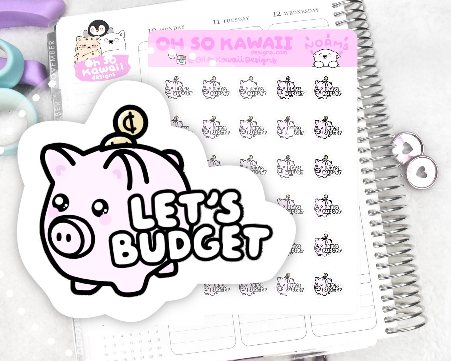 Kawaii Piggy Bank Planner Stickers Piggy Bank Sticker - Etsy