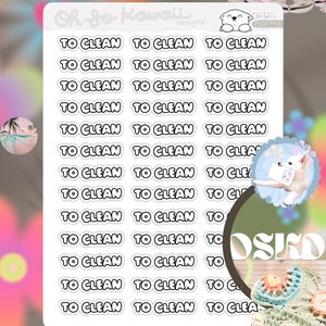 Stickers de nettoyage kawaii pour agenda - Stickers de nettoyage pour agenda - Stickers lettres bulles - Stickers script - Stickers mots - Stickers polices