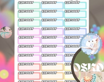 Kawaii Birthday Reminder Stickers for Erin - Birthday Tracker for Planner - Remember Birthday Party Date Reminder - Functional Stickers
