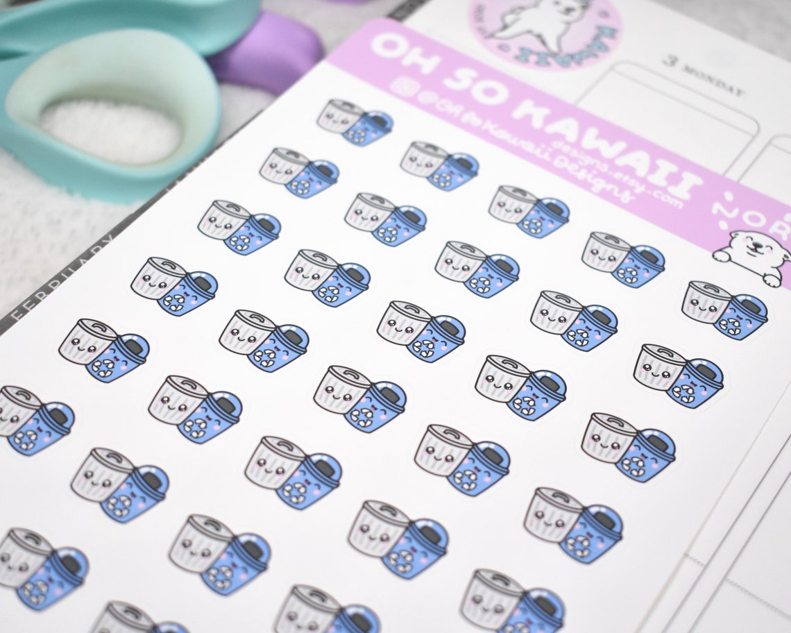 Kawaii Trash and Recycling Stickers Garbage Trash Sticker Etsy